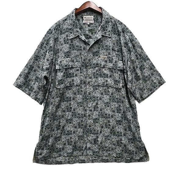 Columbia Sportswear Mens GRT Outdoor Shirt XXL Short Sleeve Fishing Travel Blue - Picture 1 of 11